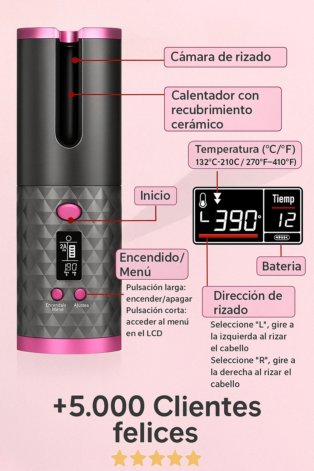 VivaRizos™ Rizador Automático Inalámbrico