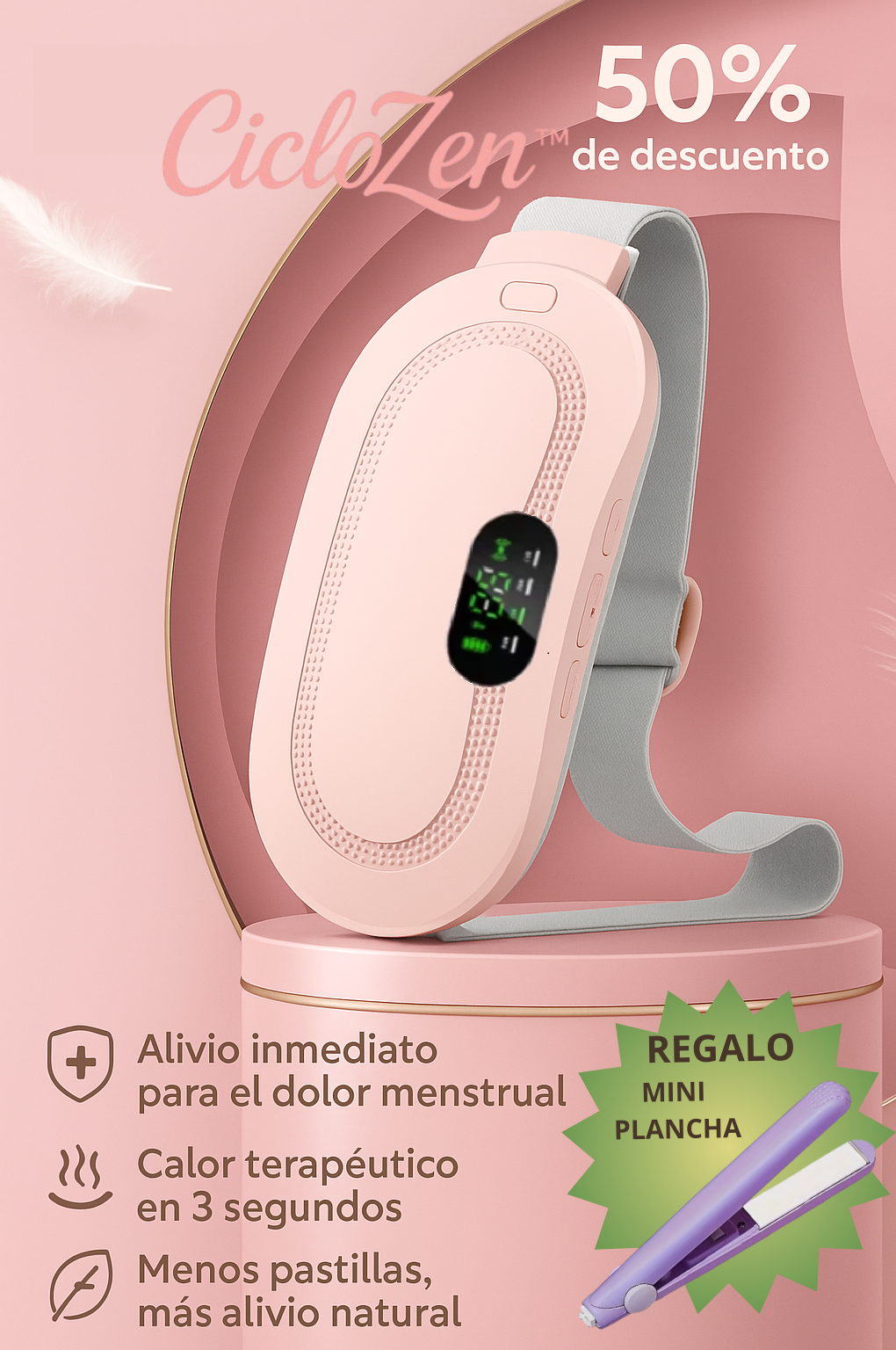 SOLO POR CYBER "Cinturón Térmico Masajeador para Dolor Menstrual + Regalo Exclusivo 🌸
